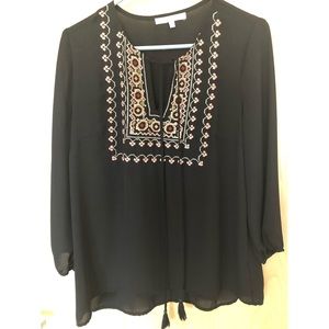 Daniel Rainn embroidered blouse with tassels